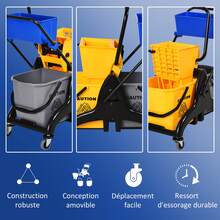 Chariot de nettoyage et accessoires - Jaune citron - Voir 5