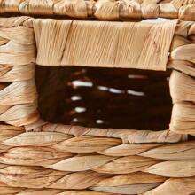 1pc Hyacinth Basket With Lid Made From Durable Polyethylene Wicker Material, This Basket Comes With A Lid To Keep Your Items Neatly Organized.