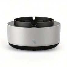 1个智能自动熄灭烟灰缸。智能净化，一键操作，多层过滤，强劲低噪音风扇。电池供电（2节AA电池）。适用于家庭、客厅、会议室、办公室、酒店大堂、娱乐场所（例如游戏室）。完美礼品。 - 灰色 - 查看 11