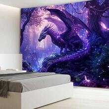 Tapestry For Living Room Bohemian Tapestry MERCHR Purple Dragon Tapestry Medieval Fantasy Animal Cool Tapestry Wall Hanging For Bedroom Aesthetic  Magic Forest Tree Tapestries For Living Room Dorm Decor 60x40 Inch Wall Hanging Tapestry For Dorm Rooms - 紫色 - 查看 5