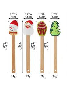 1pc Christmas Element Cream Scraper Santa Claus Cartoon Silicone Scraper Cake Spatula Baking Small Tool - Multicolor - View 2