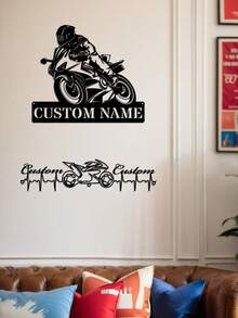1pc Customizable Motorcycle Rider Metal Mural - Personalized Motorcycle Logo Decoration - Art Style Reusable Decorative Metal Mural - Suitable For Porch, Courtyard, Garden, Office, Negotiation Room, Birthday Gift, Graduation Gift, Perfect Gift For Motorcycle Enthusiasts - Multicolor - View 7