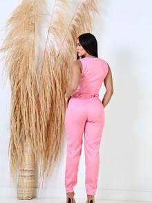 Women's Formal Skinny Pants Tailoring Set - Màu Hồng baby - Xem 2