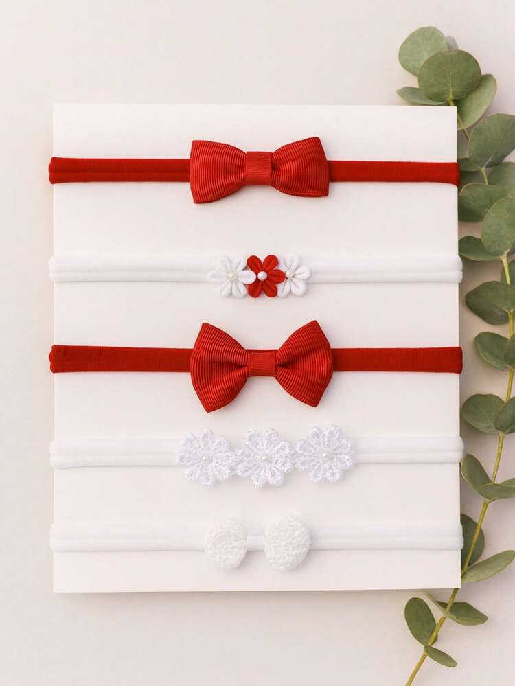 Welcome Kit Bows On Silk Stockings 5 Units Maternity Headbands Baby - Red - View 1