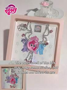 MY LITTLE PONY 1 pezzo Collana con perline colorate, pendente da principessa dolce con cartone animato in pesca e viola, scelta ideale per scuole e uffici, regalo perfetto per giovani per compleanni, Natale e inizio scuola, adatta per feste di compleanno, regali per amici, regali, decorazioni, arredamento casa, regali di San Valentino, San Valentino, matrimonio estivo in spiaggia, forniture scolastiche, decorazione camera