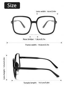1 件女士多色塑料超大方形全框平面镜片经典色调基本款休闲四季现代简约风格透明眼镜组合适合办公室装扮、阅读、街头摄影、日常生活、商务休闲女士时尚配饰 - 無色 - 查看 10