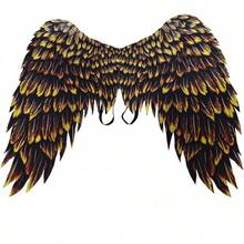 3D Printed Angel Wings Costume| Realistic Non-Woven Fabric Wings For Cosplay, Halloween, Theme Parties - 黑金 - 查看 8