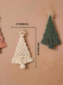 Set de 3 piezas de árbol de Navidad de macramé para hacer uno mismo - Kit de manualidades de tejido apto para principiantes en verde esmeralda, crema y rosa - Regalo perfecto para amigos y familiares, decoración del hogar, decoraciones navideñas, decoración de habitación de invierno