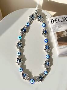 1pc Blue Evil Eye Beaded Phone Strap, Zinc Alloy Charm Pendant Suitable As Gift For Colleagues - Blue - View 9