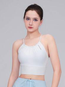 Women's Minimalist Solid Color Hollow Neck Sports Bra