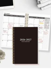 Trees 2026-2028 週計畫與月計畫筆記本 螺旋裝訂 日計畫 學術約會簿 日程手帳 提升生產力 8*6 英吋 返校用品 桌面配件 辦公用品 - 黑色 - 查看 9