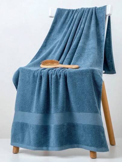 1pc Bath Towel, Simple Lightweight Thin Solid Blue Rectangular 70*140cm For Adults Men Women Swimming Bathing Wrap, Or 34*74cm Face/Hand Towel, 34*34cm Handkerchief, Quick Dry Absorbent Soft For Bathroom, Kitchen, Travel, Holiday Gift, Gym, Beach, Hotel, Salon, Outdoor Shower Towels For Beauty Salon, Hotel Sports, Home Essentials, Towel, Skin Care