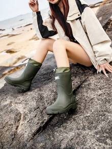 Couple's Rain Boots, Women's Mid-Calf Waterproof Shoes, Men's Rain Boots, Anti-Slip Water Shoes, Thick Sole Kitchen Boots, Elastic Ankle