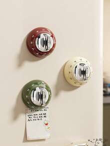 1pc Kitchen Magnetic Timer, Mechanical Timer Without Battery, Random Color