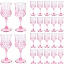 AGH 12/24/48 Pack 7oz Plastic Wine Drinking Glasses, Pink Plastic Vintage Champagne Vintage Wine Glasses, Unbreakable Goblets For Parties Wedding, Party, Red Wine Glass, Bars, Restaurants - Hồng - Xem 1