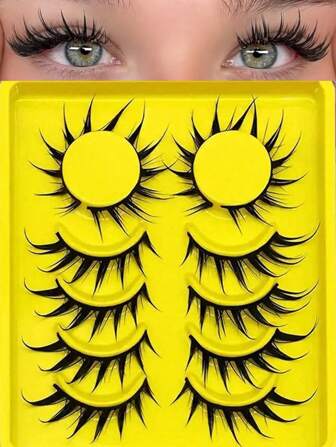 6对湿狐狸眼睫毛动漫假睫毛角色扮演假睫毛戏剧睫毛湿睫毛延长化妆工具漫画眼