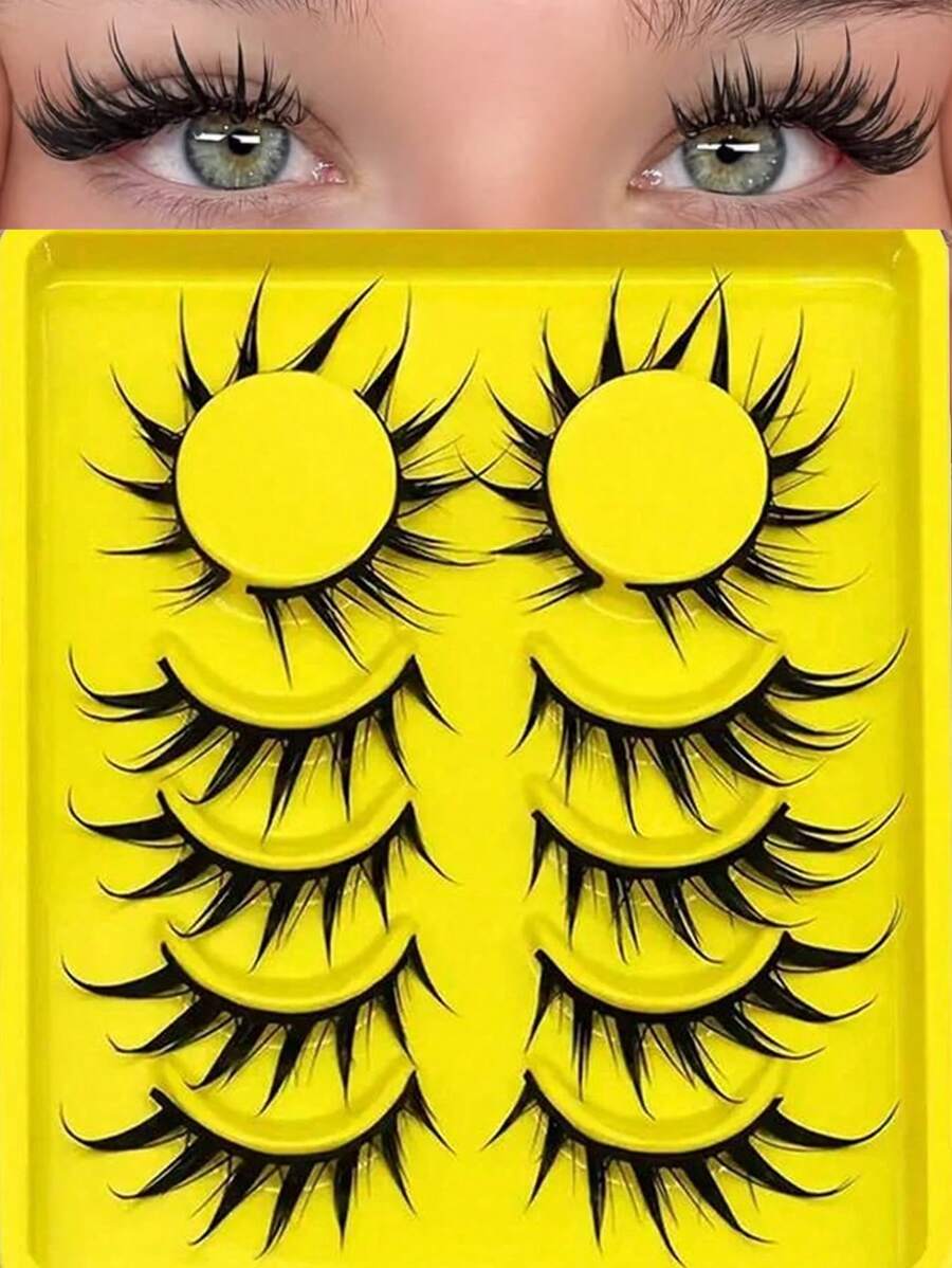 6对湿狐狸眼睫毛动漫假睫毛角色扮演假睫毛戏剧睫毛湿睫毛延长化妆工具漫画眼