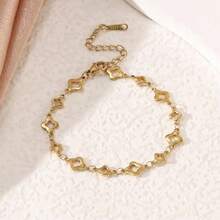 18k金不锈钢四叶草花朵图案时尚女士手链