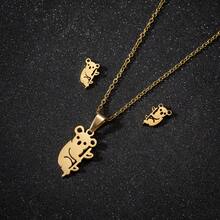 3 Stücke/Set, modische Edelstahl Halsketten-Set für Damen und Paare mit Tierelementen, geeignet für den täglichen Lässig-Stil