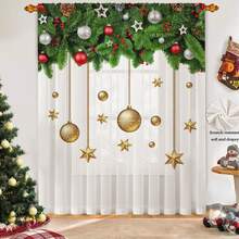1 قطعة ستائر مطبوعة شفافة ذات نمط كرة عيد الميلاد الرائعة واللامعة، نصف معتمة، سهلة التركيب بجيب للعصا. مناسبة لغرف النوم والمكاتب، ديكور عيد الميلاد الدافئ الذي يضيف إلى مساحتك جوًا احتفاليًا ولامعًا. ديكورات عيد الميلاد ديكورات المنزل ديكور الغرفة ديكور المنزل