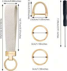 Wristlet Keychain For Women Men, Cute Car Key Chain, Braided Wrist Strap Lanyard For Keys ID Badges - Khóa đen+đen - Xem 3