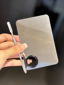 2 piezas Paleta de esmalte de uñas de acero inoxidable, paleta de mezcla de maquillaje, paleta de mezcla de maquillaje fácil de limpiar, herramienta de mezcla de color de pintura cosmética