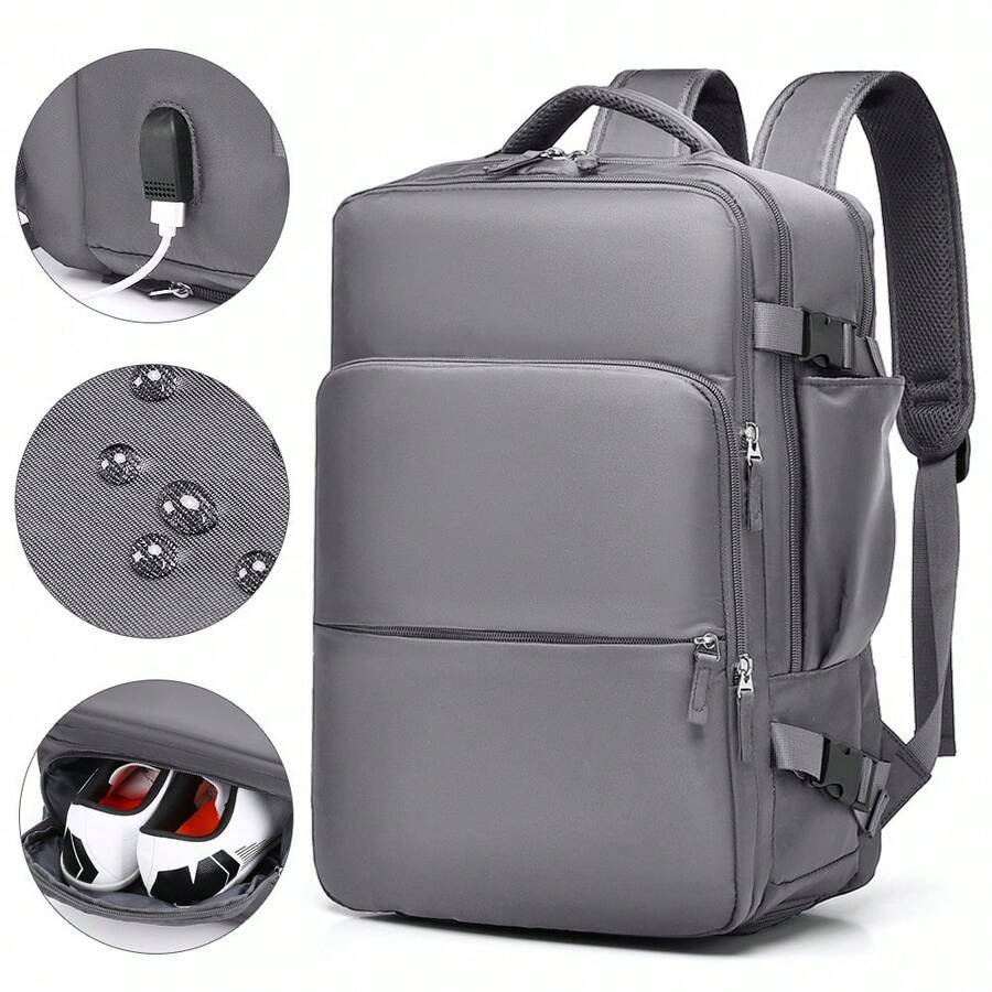 40x20x25cm Carry On Luggage, RyanAir Travel Backpack, 14 Inch Laptop Backpack For School, Office, Outdoor, Travel, College, Primary/Middle/High School, Work, Business, Commuting, Sports, Airline Approved Cabin Backpack, Essential Travel Items - 灰色 - 查看 1