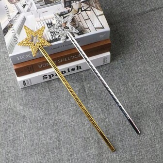 1pc Star-Shaped ABS (ABS Resin) Five-Pointed Star Magic Wand, Angel Star Fairy Magic Wand, Double Heart Magic Wand, Stage Performance Props, All Seasons