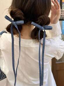 2 Stücke Haarklammern mit Jeansblau Schleifen, Haarspangen für Frauen, Neue Haaraccessoires Stil 2025