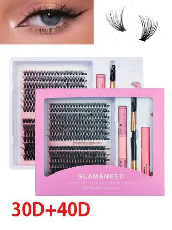 280pcs D Curl DIY Lash Extension Mix Styles Lash Clusters Individual With Bond&Seal Remover Tweezers Lash Brush For Self Application Makeup