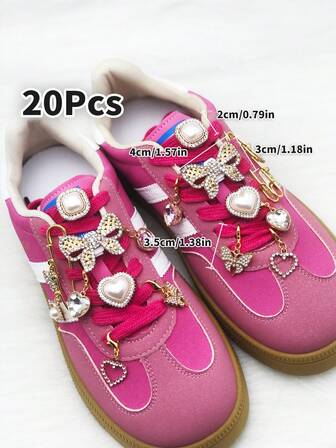 20 piezas de adornos de cordones estilo Y2K - Mariposa, corazón y Alfileres brillantes - Accesorios de cordones dulces y geniales para decoración de zapatos para niñas, adolescentes y mujeres