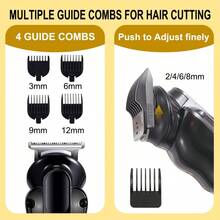 Hatteker 1pc Multi-Functional 5 In 1 Electric Hair Clippers Men Oil Head Carving Professional LED Hair Trimmer - Nhiều màu - Xem 7