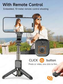 TOKQI 三合一迷你自拍杆三脚架带补光灯和无线遥控器 - 口袋大小，可扩展手机支架用于 Vlog/直播，通用兼容 Android 智能手机，兼容 Android 手机，适用于暑假、旅行、补光灯、户外活动、直播 Vlogging 设备 - 黑色 - 查看 6