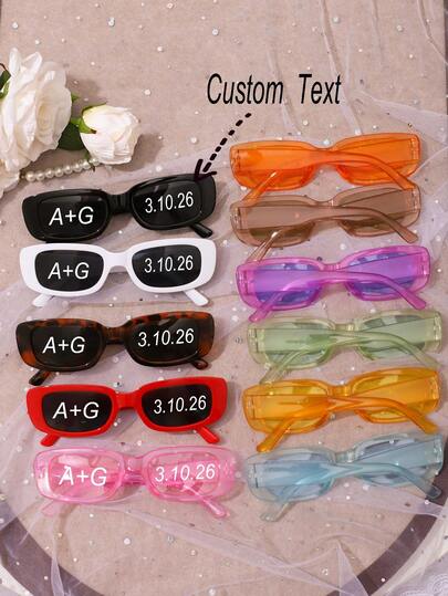 1 pieza/10 piezas/20 piezas Gafas de moda para despedida de soltero, gafas de moda personalizadas para la novia y las damas de honor, regalos de cumpleaños personalizados, recuerdos de fiesta, regalos personalizados para damas de honor, gafas de moda únicas para damas de honor, regalos de boda, coloridas, lindas, adorables, divertidas, kawaii, Y2K, elegantes, unisex, casuales, personalizadas, únicas, regalos ideales para él, regalos ideales para ella, ella, novio, novia, familia, amigos