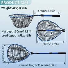 Portable Telescopic Fishing Net, High-Strength Aluminum Alloy Foldable Kayak Net, Lightweight Super Durable Rubber Fishing Net, Outdoor Fishing Accessories, Suitable For Freshwater And Saltwater - Multicolor - View 11
