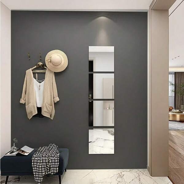 1mm Espejo acrílico Pegatina de pared, Pegatina de pared decorativa de espejo, Se puede empalmar, Espejo acrílico, Adecuado para dormitorio, gimnasio en casa, baño, Aplicable al baño (Solo para decoración, no para usar como espejo)