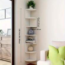 7-Layer Floating Corner Shelf - Space-Saving Corner Storage Rack, Durable Plastic Structure, Easy-To-Install Adhesive Mounting - Modern Minimalist & Bohemian Style, Suitable For Living Room, Bedroom, Bathroom, Kitchen - Perfect Organizer For Books, Decorations, Plants - Ideal For Small Apartments & Home Offices, Multi-Functional Shelf With Adhesive Installation