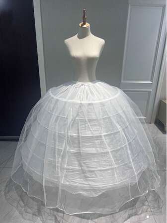 6-Hoop Thickened Large Diameter Crinoline Petticoat, Adjustable Lining For Wedding Dress, Princess Gown, Ball Gown, Performance