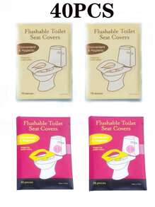 10/30/50pcs Disposable Toilet Seat, Flushable Paper Toilet Seat, Portable Toilet Seat Stickers, Essential Travel Accessories, Dissolvable Paper Toilet Seat, Travel Business Toilet Mat, Suitable For Airplanes, Travel, Public Toilets And Camping, Air Travel Camping Equipment, Can Be Quickly Decomposed, Lightweight And Hygienic, Bathroom Decoration Autumn Decoration