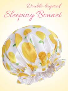1PC Printed Animal Fruits Casual Cute Satin Hair Bonnet Wide Brimmed Elastic Band Splicing Sigle Layer Sleeping Night Caps For Women Hair Care Hats Curly Bonnet
