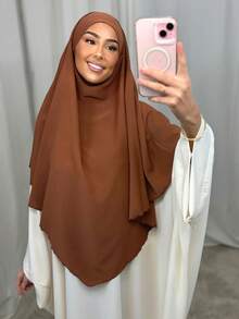 1 Khăn trùm đầu dài Khimar dành cho nữ, màu trơn, kiểu dáng cơ bản cổ điển, làm từ vải Modal mềm mại, thoáng khí, thích hợp cho cầu nguyện hàng ngày, tụ họp và thờ cúng - Khimar - Xem 4