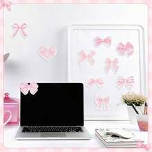 20 Blatt/Buch rosa Schleifen selbstklebende Notizzettel, Vielfalt an Schleifen-Stilen, kariert und einfarbig miteinander verwoben, können auf Notizbücher, Computer usw. geklebt werden, ein süßer Artikel um Ermutigung aufzuzeichnen und weiterzugeben