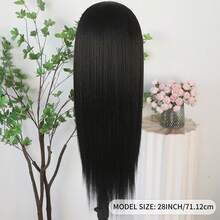 Purple Color Lace Front Wigs Pre Plucked Hairline Long Straight Wigs For Fashion Women Girls Party Daily Wear Glueless Dark Purple Lace Front Synthetic Wigs 13x4 Free Part Heat Resistant Fiber Hair 28 Inch 180% Density - 黑色 - 查看 8