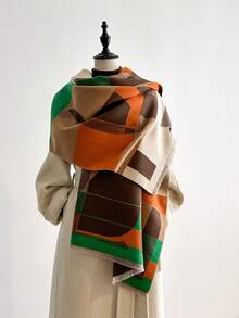 1 chiếc khăn choàng cổ ấm áp bằng vải cashmere giả jacquard họa tiết mèo tối giản, thích hợp cho phòng có máy lạnh, khăn choàng cổ đa năng thời trang cho mùa thu/đông dành cho nữ, khăn choàng mùa đông cho trang phục - Nhiều màu - Xem 4