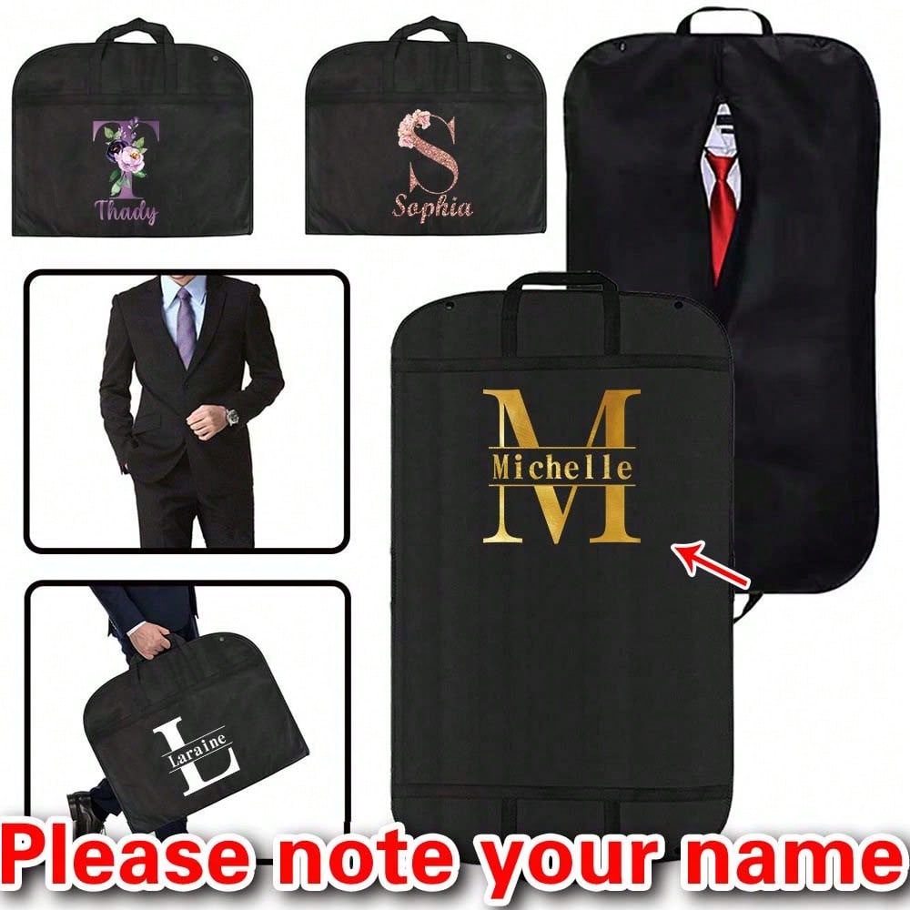 1pc Customized Portable Dustproof Clothing Covers Personal Tailor Nonwovens Waterproof Clothes Dust Cover Tote Bags Personalized Initials Garland Pattern Clothes Dust Case Dress Protector Garment Bags Outdoors Close Organizer Dress Cover Suit Coat Storage Bag Garment Bags Wardrobe Hanging Garment Protector Cover Bag