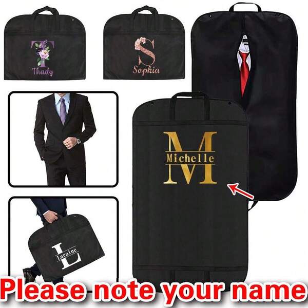 1pc Customized Portable Dustproof Clothing Covers Personal Tailor Nonwovens Waterproof Clothes Dust Cover Tote Bags Personalized Initials Garland Pattern Clothes Dust Case Dress Protector Garment Bags Outdoors Close Organizer Dress Cover Suit Coat Storage Bag Garment Bags Wardrobe Hanging Garment Protector Cover Bag