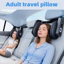 YITUMU Poggiatesta per auto multifunzionale a 3 assi con doppio gancio, cuscino per il collo in memory foam spesso, poggiatesta da viaggio ruotabile a 360°, design a forma di U, adatto per adolescenti e adulti