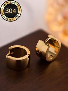 1 par de pendientes de aro dorados de acero inoxidable, hipoalergénicos, no se destiñen, cómodos y versátiles, minimalistas y elegantes, adecuados para uso diario o fiestas, regalo de joyería de moda para mujeres - Multicolor - Ver 8