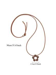 1 件时尚百搭花卉蜡绳项链，适合女士，独特设计颈链，2025 年新品 - 吊墜項鍊 - 查看 3