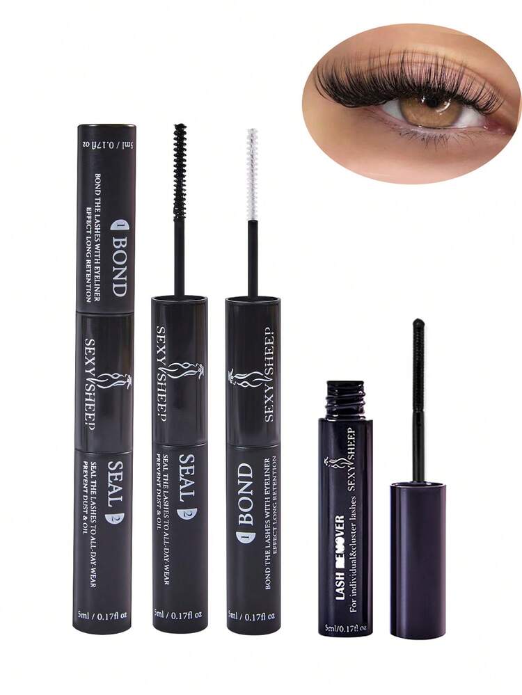 Lash Bond And Seal 10ml Individual Lashes Glue And Seal Super Strong Hold DIY Lash Extension And Lash Glue Remover 5ml Kit Hold 48-72 Hours Waterproof Cluster Lash Glue Eyelash Extension Kit Makeup Tool - Black - View 1